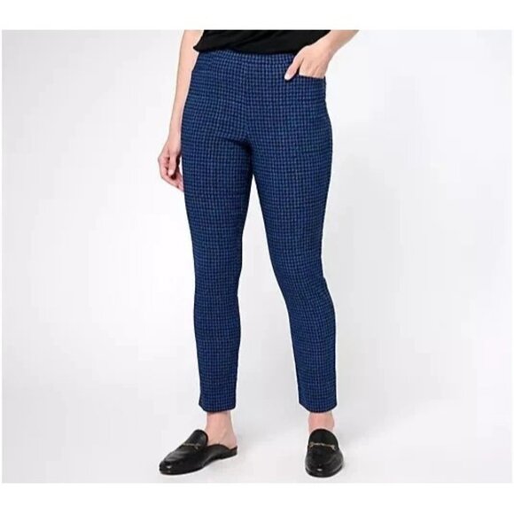 Susan Graver Textured Woven Ankle Pants Royal/Navy Plus Petite 24 A610549 - Picture 1 of 2